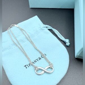 Tiffany & Co. Infinity Double Chain Bracelet Sterling Silver 6.5” –Authentic
